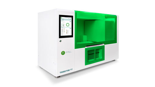 Moderne laboratoriummachine met groen scherm.