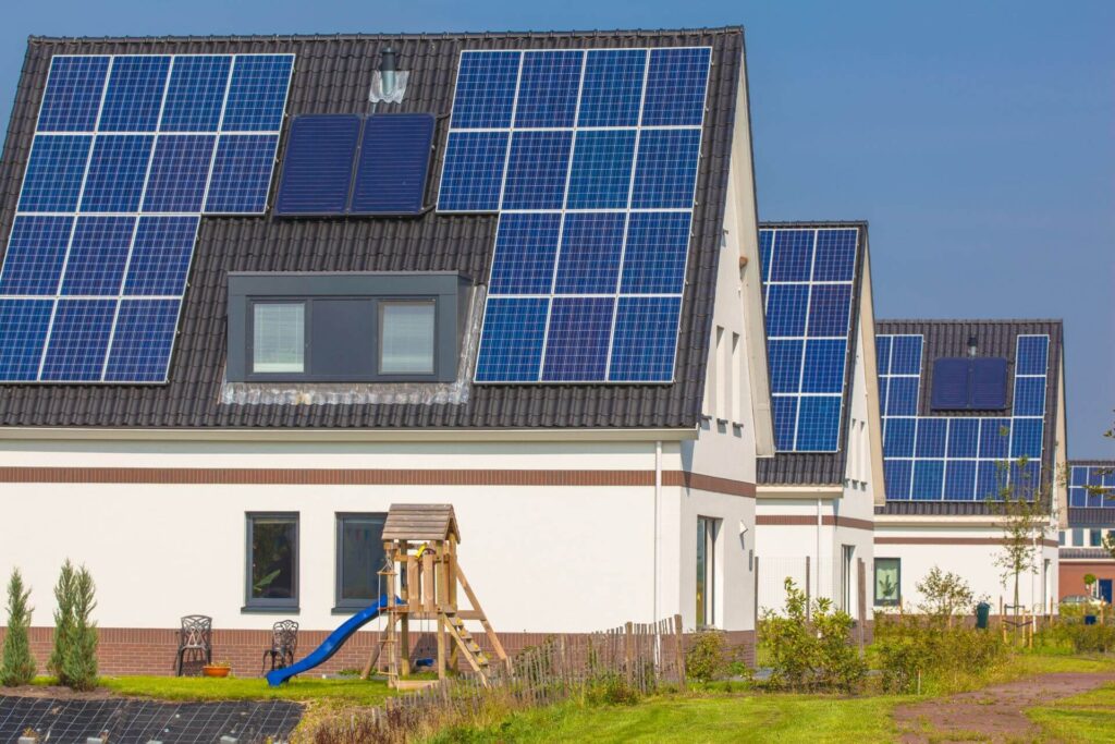 new houses with solar panels in a modern street 2026 03 24 09 52 56 utc